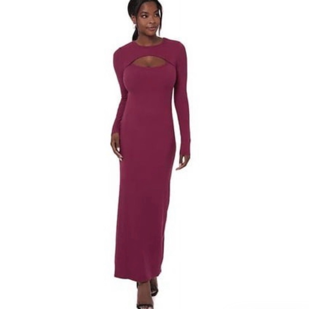 Edited by Remi Bader Women's Long Sleeve Cutout Dress Burgundy Sz Lg